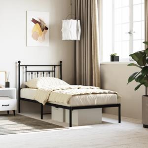 VidaXL Bedframe met hoofdbord metaal zwart 90x200 cm