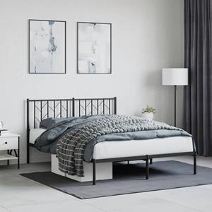 VidaXL Bedframe met hoofdbord metaal zwart 140x200 cm