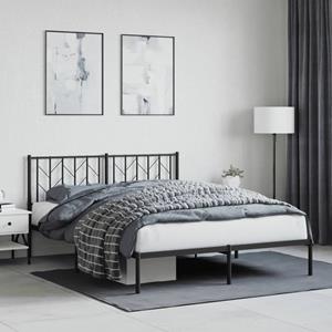 VidaXL Bedframe met hoofdbord metaal zwart 150x200 cm