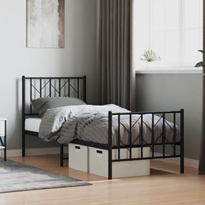 VidaXL Bedframe met hoofd- en voeteneinde metaal zwart 75x190 cm