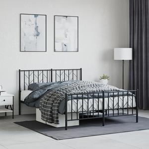 VidaXL Bedframe met hoofd- en voeteneinde metaal zwart 140x190 cm