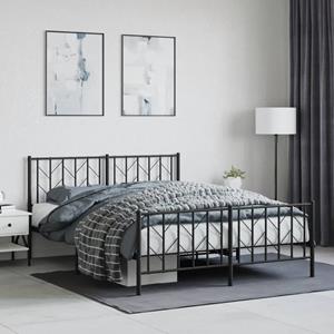 VidaXL Bedframe met hoofd- en voeteneinde metaal zwart 150x200 cm