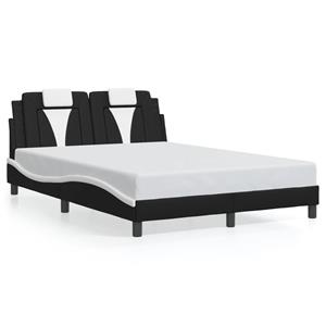 VidaXL Bedframe met hoofdbord kunstleer zwart en wit 120x200 cm