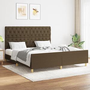 VidaXL Bedframe met hoofdeinde stof donkerbruin 160x200 cm