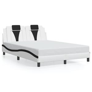 VidaXL Bedframe met hoofdbord kunstleer zwart en wit 120x200 cm