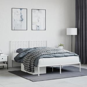 VidaXL Bedframe met hoofdbord metaal wit 135x190 cm