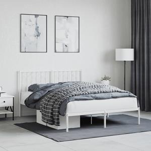 VidaXL Bedframe met hoofdbord metaal wit 140x190 cm