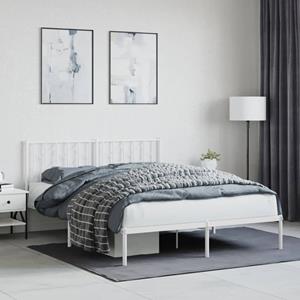 VidaXL Bedframe met hoofdbord metaal wit 150x200 cm