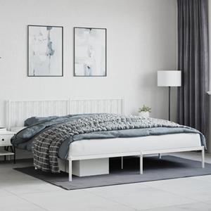 VidaXL Bedframe met hoofdbord metaal wit 200x200 cm