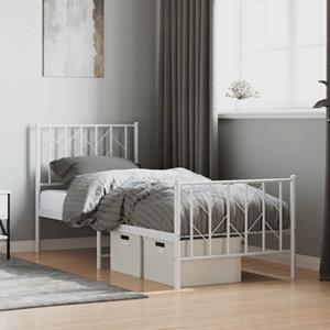 VidaXL Bedframe met hoofd- en voeteneinde metaal wit 75x190 cm