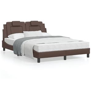 VidaXL Bedframe met hoofdbord kunstleer bruin 140x190 cm