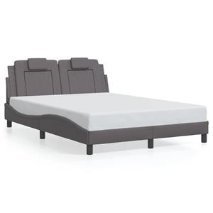 VidaXL Bedframe met hoofdbord kunstleer grijs 140x190 cm