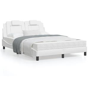 VidaXL Bedframe met hoofdbord kunstleer wit 140x200 cm