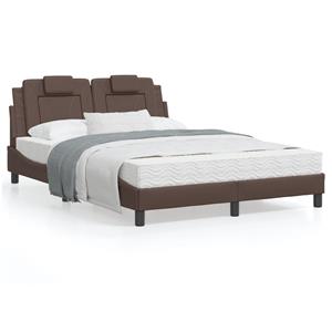 VidaXL Bedframe met hoofdbord kunstleer bruin 140x200 cm