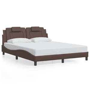 VidaXL Bedframe met hoofdbord kunstleer bruin 160x200 cm