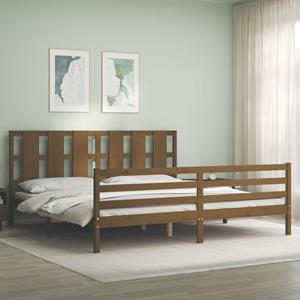 VidaXL Bedframe met hoofdbord massief hout honingbruin 200x200 cm