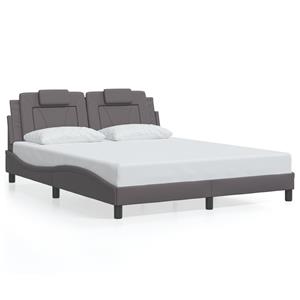 VidaXL Bedframe met hoofdbord kunstleer grijs 160x200 cm