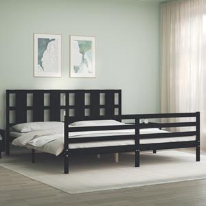 VidaXL Bedframe met hoofdbord massief hout zwart 200x200 cm