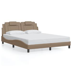 VidaXL Bedframe met hoofdbord kunstleer cappuccinokleurig 160x200 cm