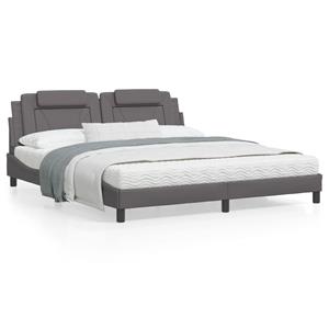 VidaXL Bedframe met hoofdbord kunstleer grijs 180x200 cm