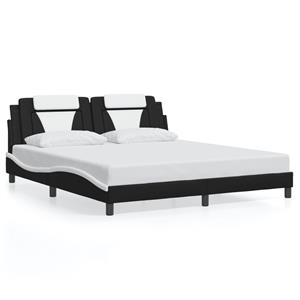 VidaXL Bedframe met hoofdbord kunstleer zwart en wit 180x200 cm