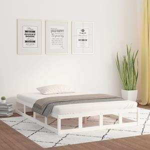 VidaXL Bedframe massief hout wit 135x190 cm