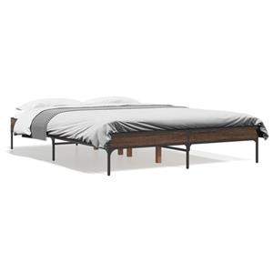 VidaXL Bedframe bewerkt hout metaal bruin eikenkleur 140x190 cm