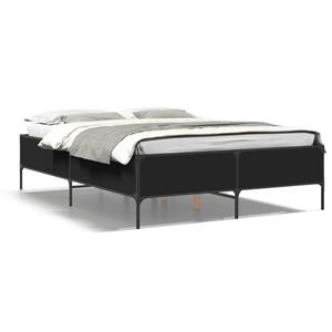 VidaXL Bedframe LED bewerkt hout metaal zwart 140x190 cm