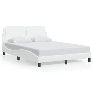 VidaXL Bedframe met hoofdbord kunstleer wit 120x200 cm