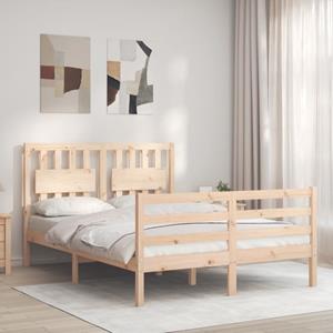 VidaXL Bedframe met hoofdbord massief hout 140x190 cm