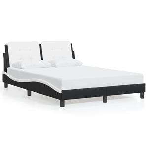 VidaXL Bedframe met hoofdbord kunstleer zwart en wit 120x200 cm