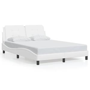 VidaXL Bedframe met hoofdbord kunstleer wit 140x190 cm