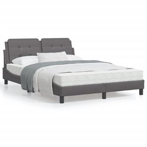 VidaXL Bedframe met hoofdbord kunstleer grijs 140x190 cm