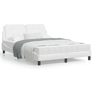 VidaXL Bedframe met hoofdbord kunstleer wit 140x200 cm