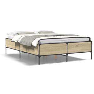 VidaXL Bedframe bewerkt hout metaal sonoma eikenkleurig 120x190 cm