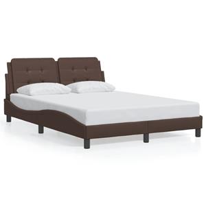 VidaXL Bedframe met hoofdbord kunstleer bruin 140x200 cm