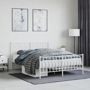 VidaXL Bedframe met hoofd- en voeteneinde metaal wit 135x190 cm