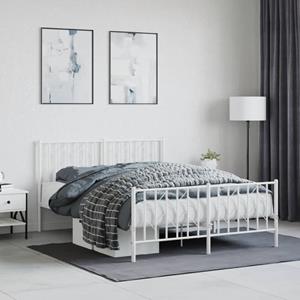 VidaXL Bedframe met hoofd- en voeteneinde metaal wit 140x200 cm