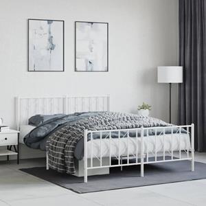 VidaXL Bedframe met hoofd- en voeteneinde metaal wit 150x200 cm