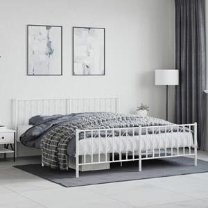 VidaXL Bedframe met hoofd- en voeteneinde metaal wit 180x200 cm