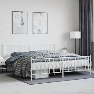 VidaXL Bedframe met hoofd- en voeteneinde metaal wit 200x200 cm