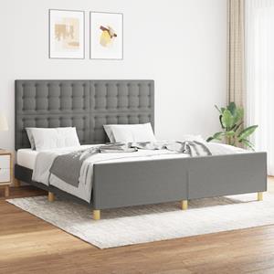 VidaXL Bedframe met hoofdeinde stof donkergrijs 160x200 cm