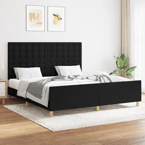 VidaXL Bedframe met hoofdeinde stof zwart 160x200 cm