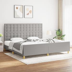 VidaXL Bedframe met hoofdeinde stof lichtgrijs 200x200 cm