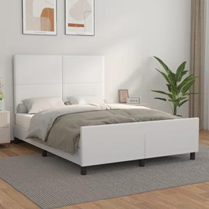 VidaXL Bedframe met hoofdbord kunstleer wit 140x190 cm