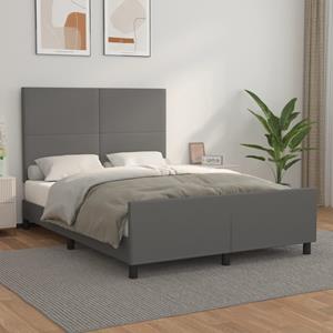 VidaXL Bedframe met hoofdbord kunstleer grijs 140x190 cm