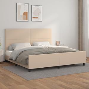 VidaXL Bedframe met hoofdbord kunstleer cappuccinokleurig 200x200 cm