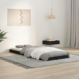 VidaXL Bedframe massief grenenhout zwart 75x190 cm