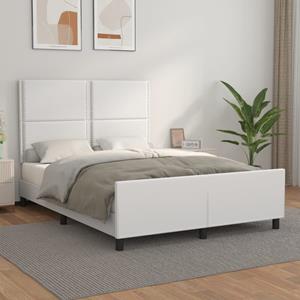 VidaXL Bedframe met hoofdbord kunstleer wit 140x190 cm