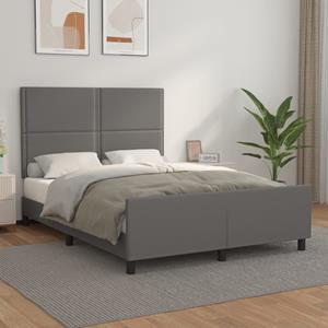 VidaXL Bedframe met hoofdbord kunstleer grijs 140x190 cm